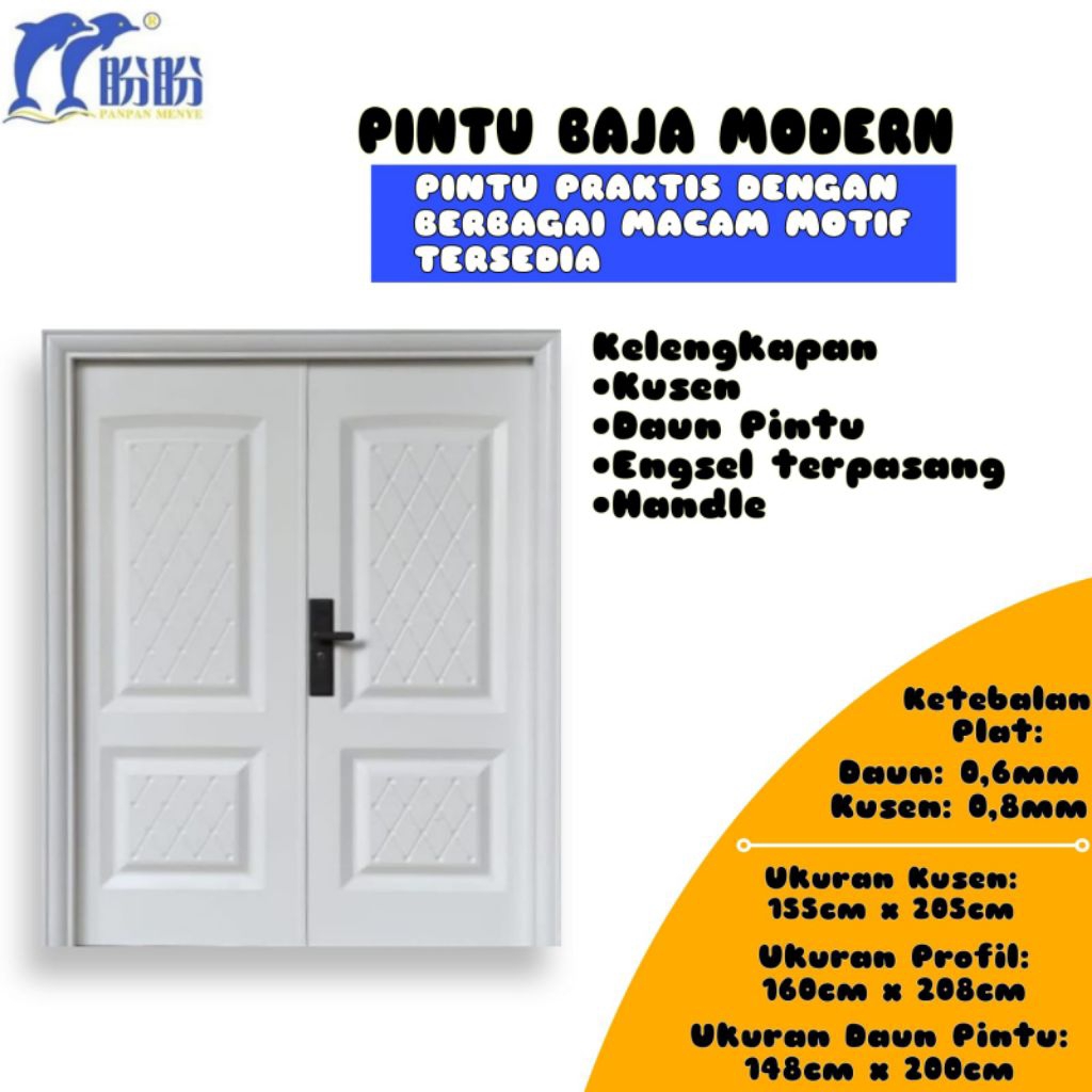 Pintu Rumah/ Pintu double/ Pintu Utama/Pintu Baja