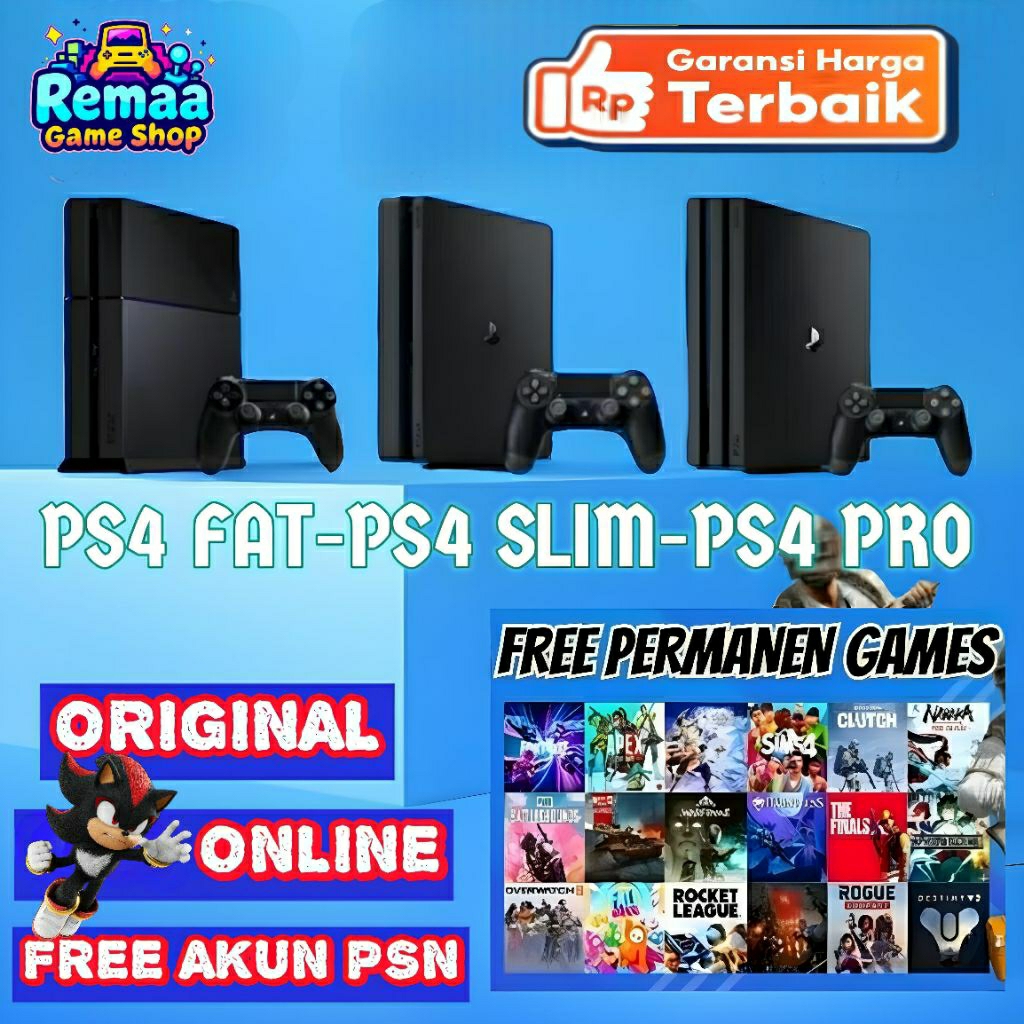 PS4 FAT SLIM PRO PS 4 PLAYSTATION 4 FULL GAME PERMANEN BISA ONLINE / MULTIPLAYER