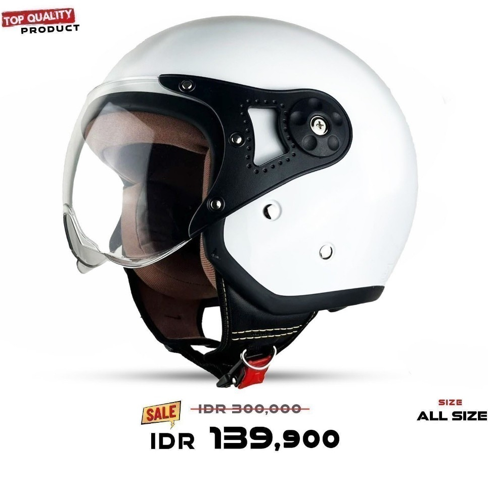HELM BOGO MLA HIJAB putih WANITA INCLUDE KACA PILOT BENING_ Helm Bogo Dewasa SNI_Helm Bogo Wanita_He