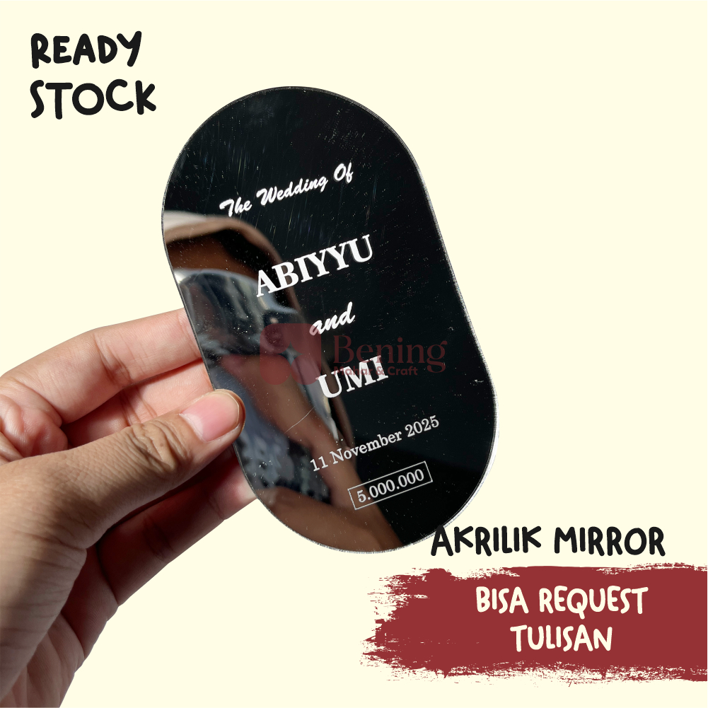 cutting oval grafir nama akrilik mirror isian mahar seserahan srapbook