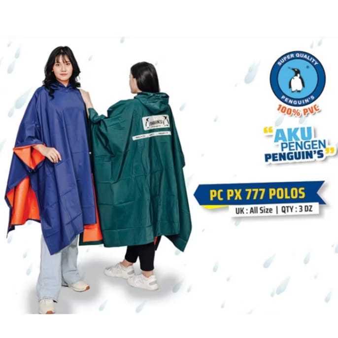Jas Hujan Ponco PX-777 (Tanpa Lengan) Jas Hujan Penguin Jas Hujan PVC Jas Hujan Tebal PVC