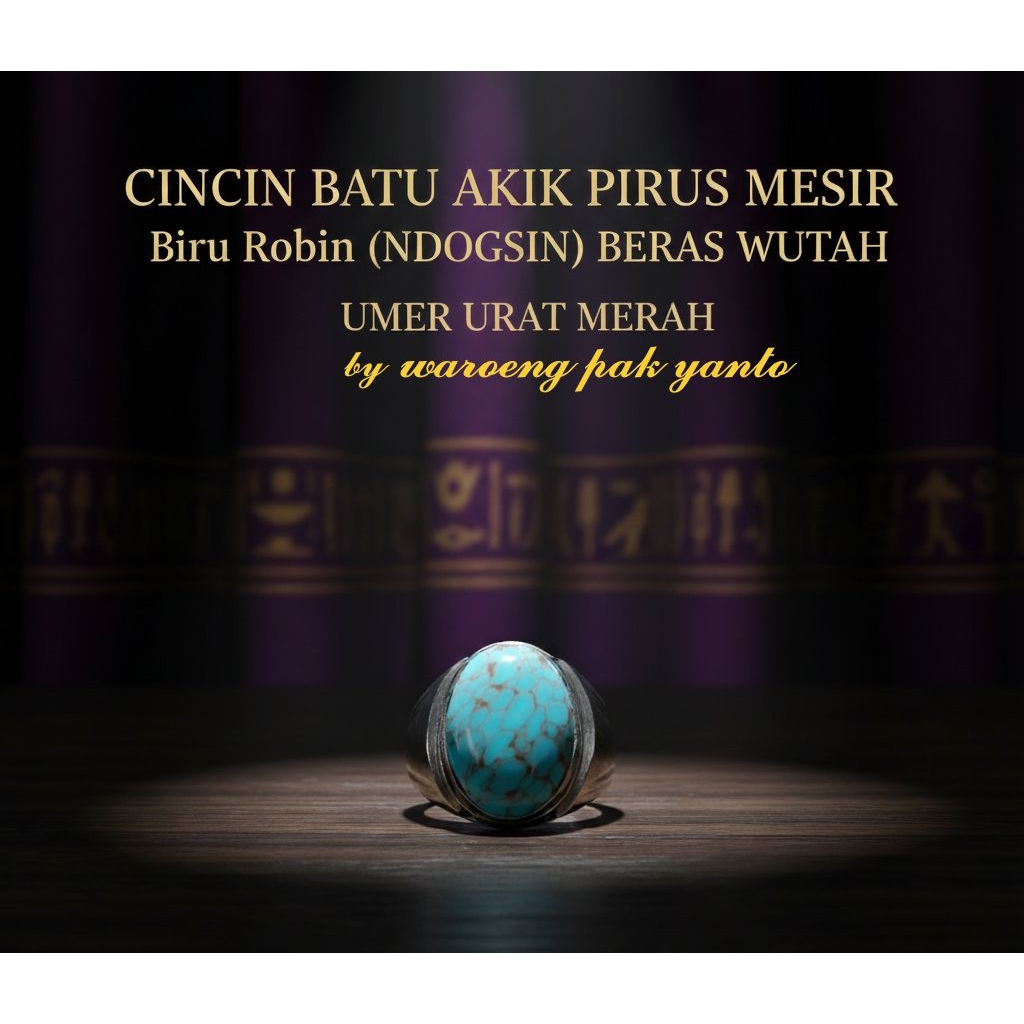 cincin batu akik pirus mesir biru robin(ndogsin) beras wutah umer urat merah