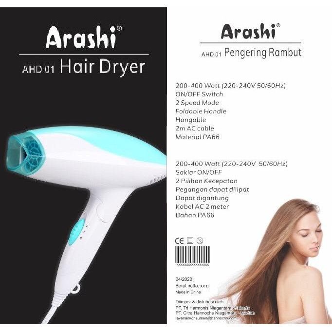Arashi Hair Dryer AHD 01/Pengering Rambut Profesional Original