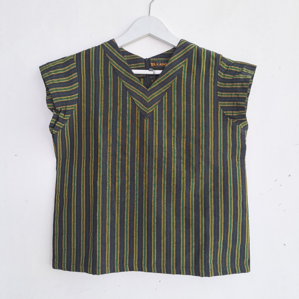 Sonya blouse tenun- blus tenun lurik- atasan wanita