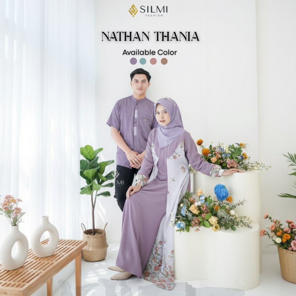 Silmi | Nathan Thania Couple - Gamis Couple Pasangan - Gamis Kondangan Simple Elegan