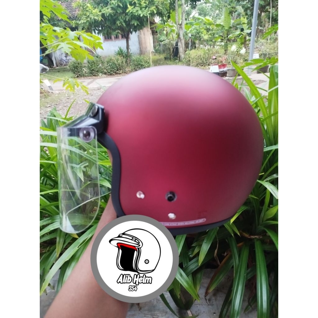 HELM BOGO KACA DATAR BENING WARNA DOFF