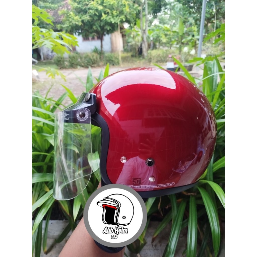 HELM BOGO KACA DATAR BENING WARNA GLOSY