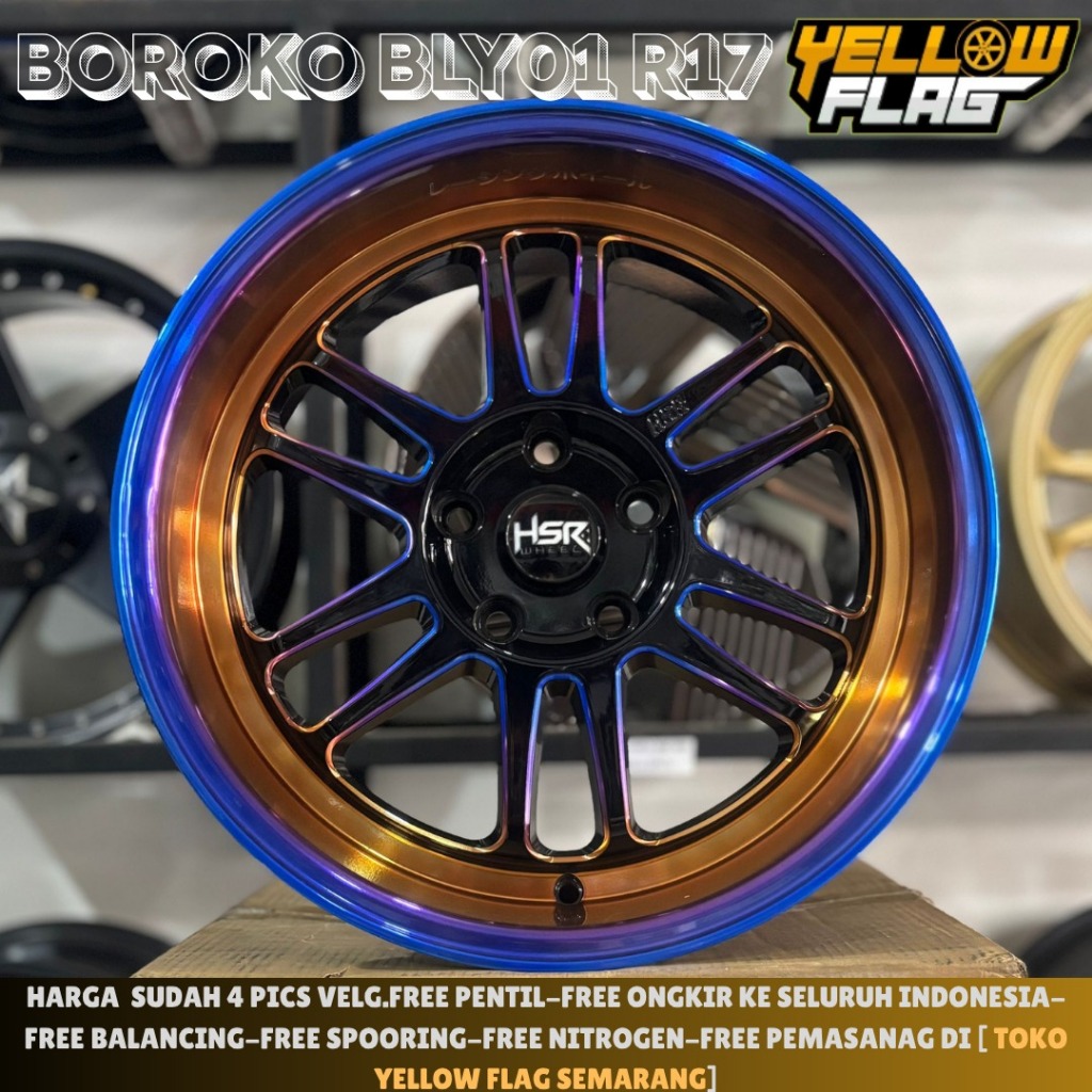 Velg mobil innova reborn ring 17 lubang 5x114,3 offset 22 lebar 8,5 - pelek hsr boroko bly01 r17