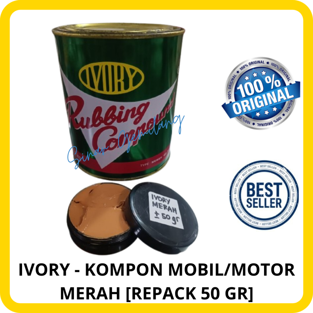IVORY - RUBBING COMPOUND/KOMPON MOBIL DAN MOTOR MERAH(BERPASIR) REPACK 50 GR
