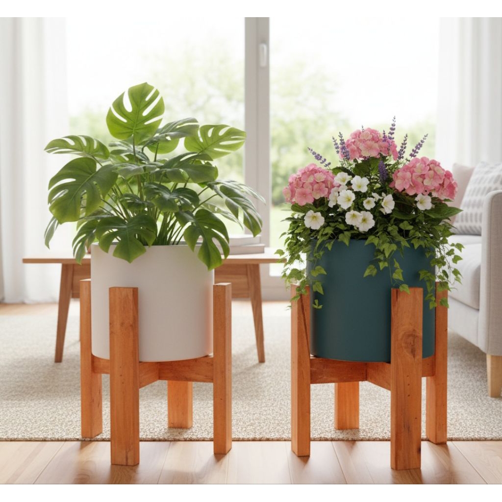 Standing pot kayu minimalis
