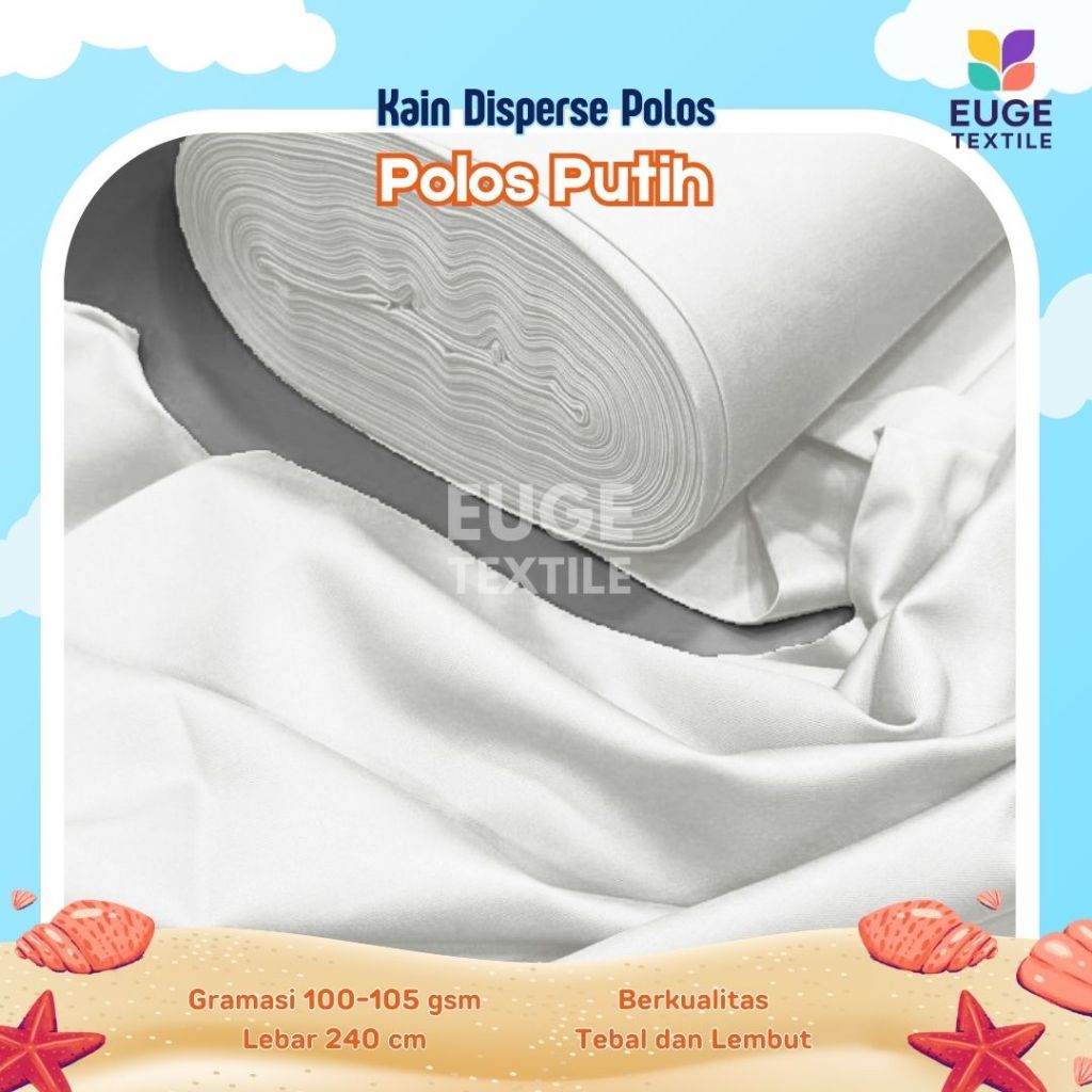 Kain Putih Polos Disperse 100 GSM Lebar 240cm Kain Polos Disperse Backdrop Kain Sprei Putih