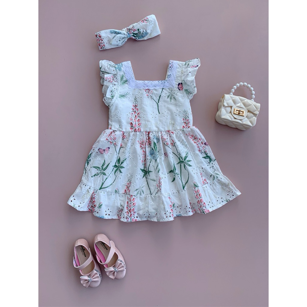 White Lotus Dress - LittleModello09 - Vintage Cotton Lace Dress, Dress Katun Brukat Vintage