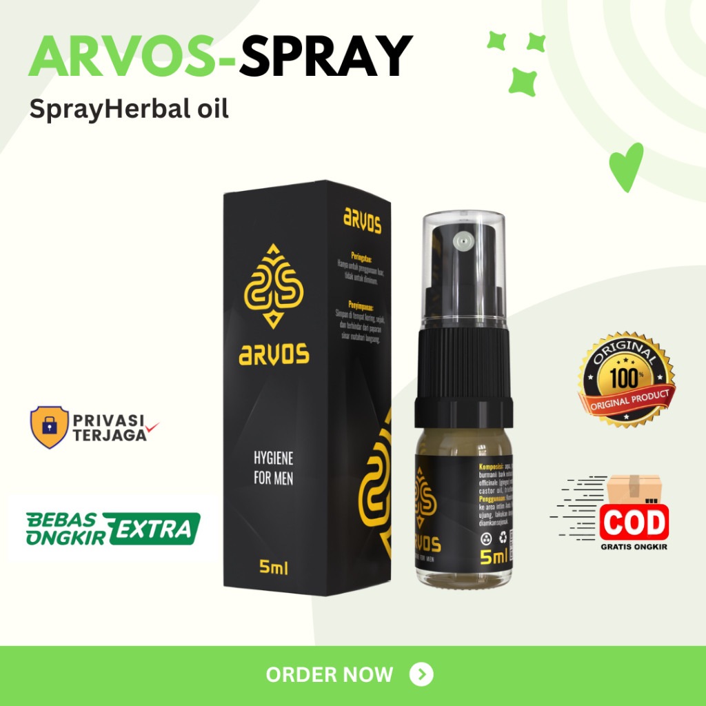 ARVOS Spray Original - Spray Kuat tanpa kebas Bpom terlaris arvos herbal oil