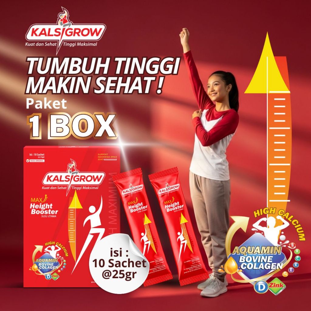 Susu Etawa Platinum Kalsigrow Untuk Peninggi Badan dengan Aquamin dan Kalsium Paket 1 Box 10 Sachet