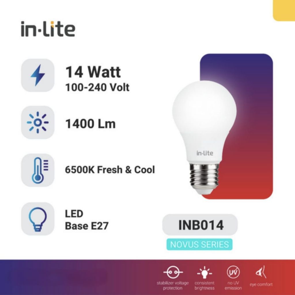 IN-LITE INLITE Novus Series 6W 8W 14W INB014 Lampu Bohlam LED Putih 6500K