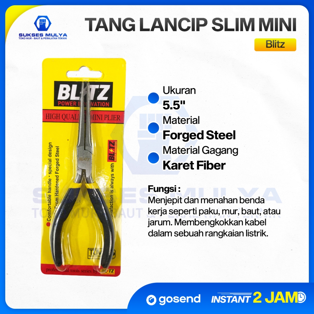 Tang Lancip Mini 5.5" In Buaya Jepit Kecil Lancip Panjang