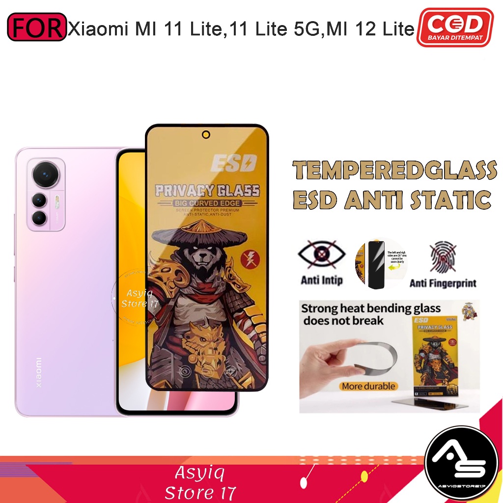 Tempered Glass Esd Premium Spy Full Layar Xiaomi Mi 12 11 Lite 11 Lite 5G