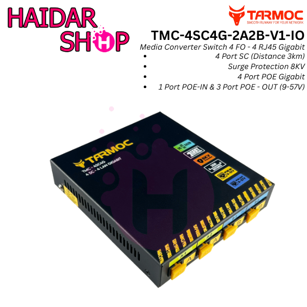 Tarmoc TMC-4SC4G-2A2B-V1-IO | Media Converter 4 FO 4 LAN / 4FO 4LAN 4SC 4LAN 4 SC 4 LAN Gigabit POE 