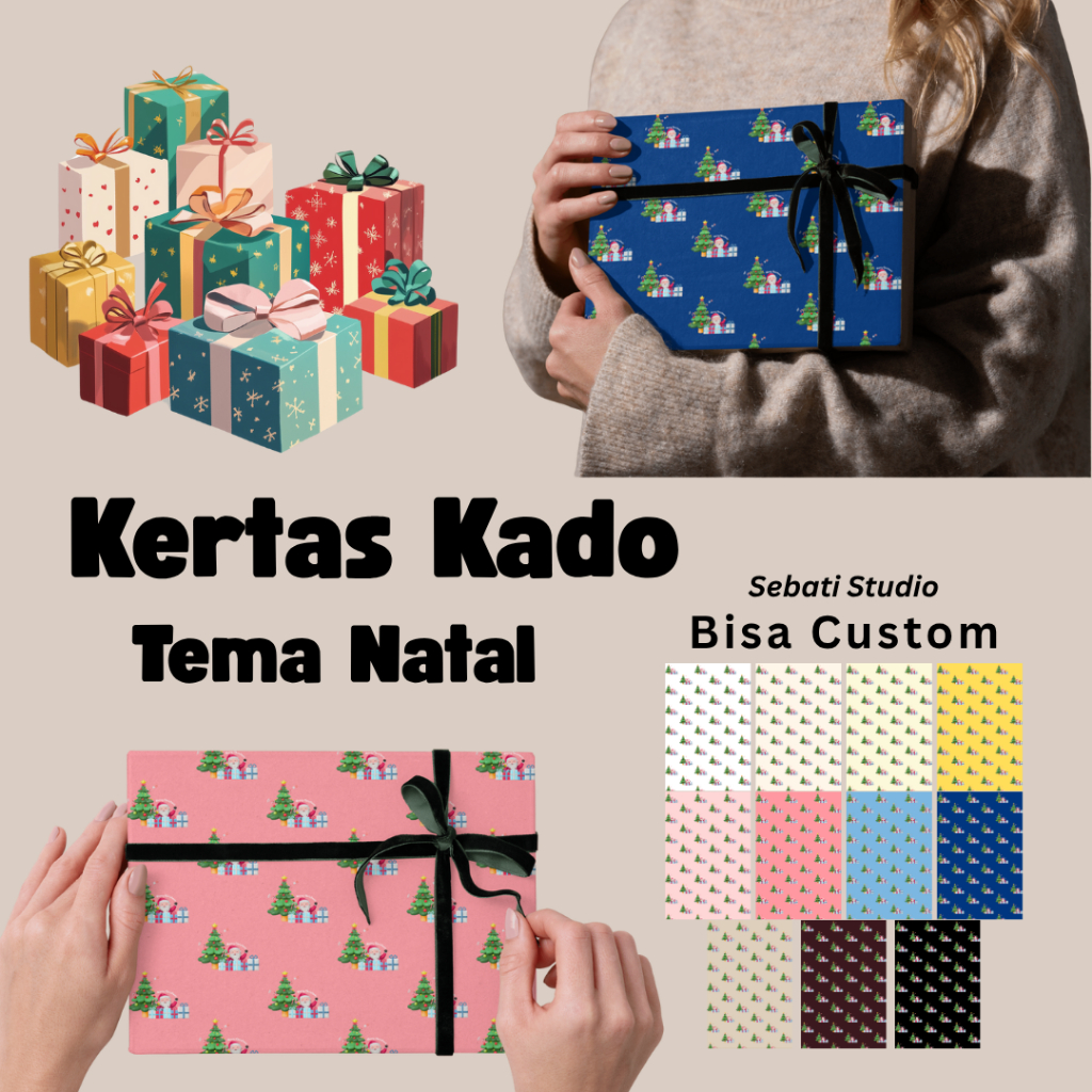Kertas Kado Natal – Edisi Premium Bisa Custom Warna & Desain