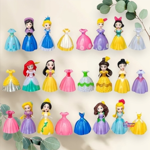 MTOP Princess Ganti Baju isi 12 Dress 24 Figure Set Mainan Topper Miniatur M896