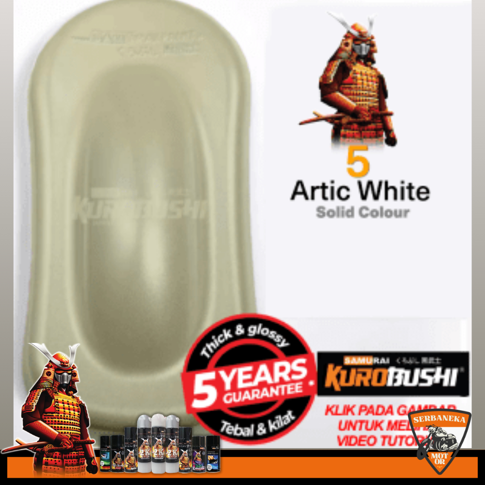 CAT SEMPROT/AEROSOL SAMURAI KUROBUSHI WARNA SOLID ARTIC WHITE #5 SIZE 400ml