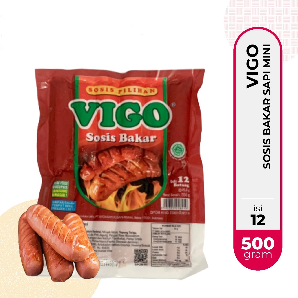 Vigo Sosis Bakar isi 12 500gr | Vigo Sosis Bakar Mini 500 gram isi 12 |  Vigo Sosis Sapi Bakar Isi 1