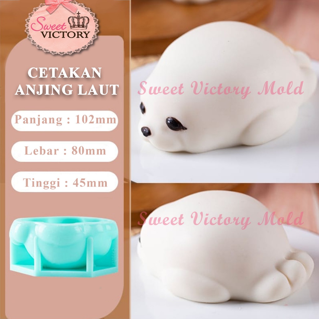 Cetakan Silikon Anjing Laut / Seal 3D untuk puding coklat jelly