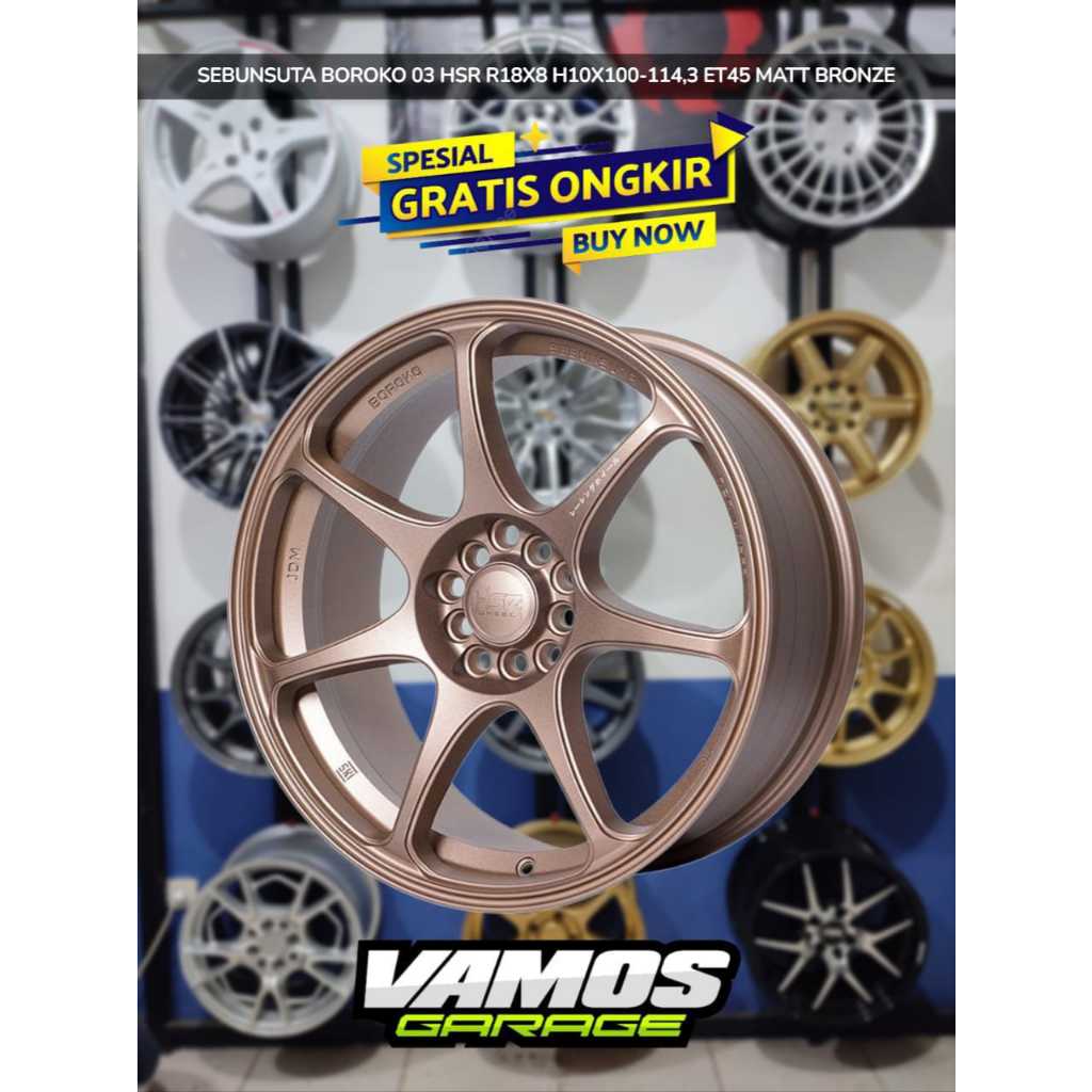 velg mobil ring 18 SEBUNSUTA HSR lebar 8 pcd10X100-114,3 pelek untuk toyota ft86, celica, city dll
