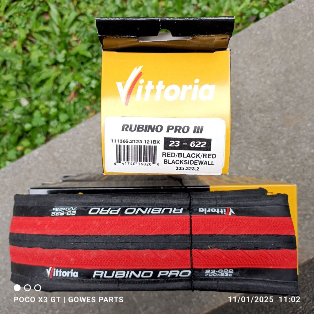 Vittoria Rubino Pro III Red/Black/Red 150 TPI - 700x23c - Ban Luar - Gowes Parts