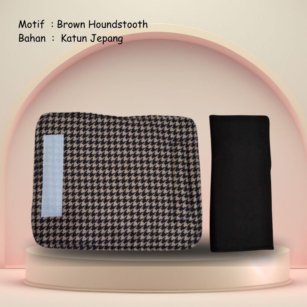 Sepasang PELAPIS TALI SEAT BELT Brown Houndstooth Pad Stroller Akachan dipakai di stroller handle