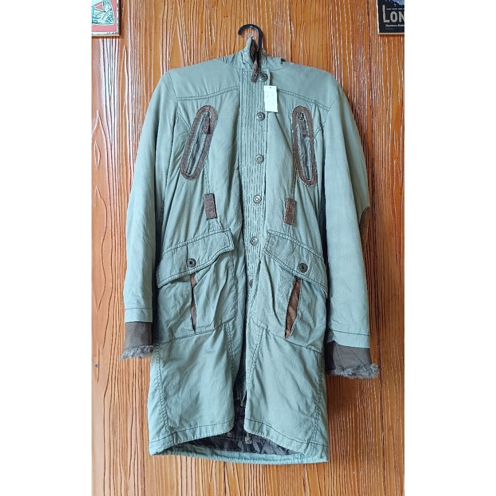 Jaket Parka Army Wanita Pria – Jaket Panjang Hijau Army Kombinasi Coklat Bahan Tebal Premium