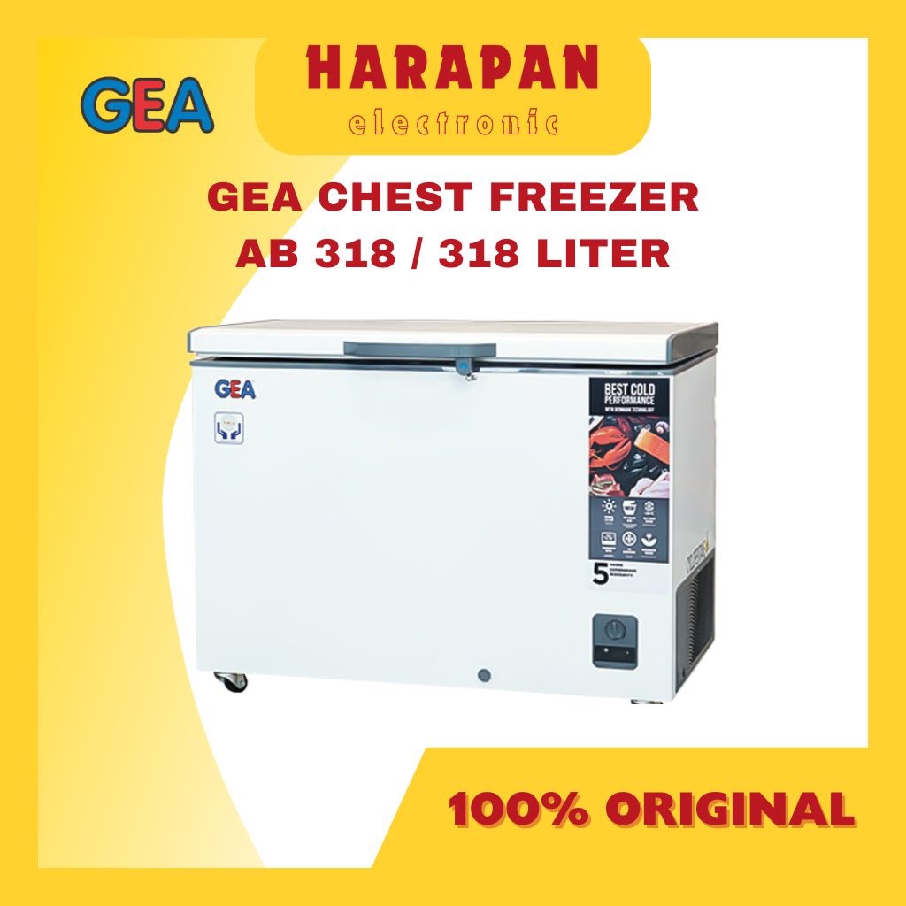 GEA CHEST FREEZER AB 318 KAPASITAS 318 LITER / KULKAS BOX FROZEN FOOD AB318 318L 300L GARANSI RESMI 
