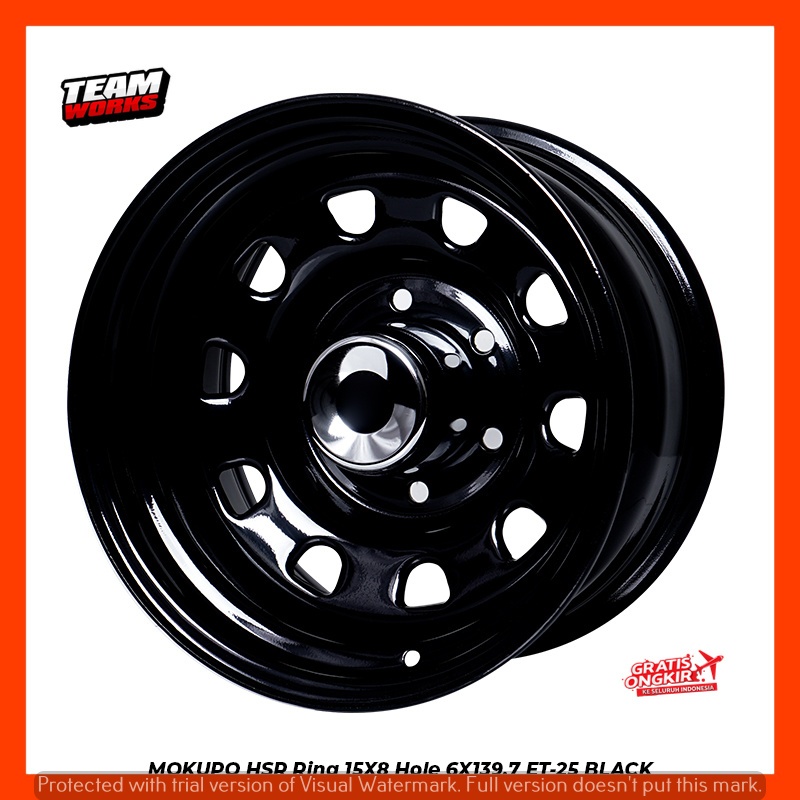 VELG MOBIL DAYTONA RING 15 HSR TYPE MOKUPO UNTUK HILUX PANTHER FORTUNER PELK LEBAR 8 ET-25 BLACK
