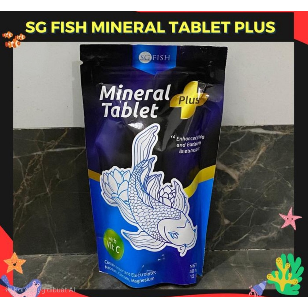 SGFISH MINERAL TABLET PLUS VITAMIN C 40 Tablet 280 Gram Obat Vitamin Garam Ikan Hias Seh...