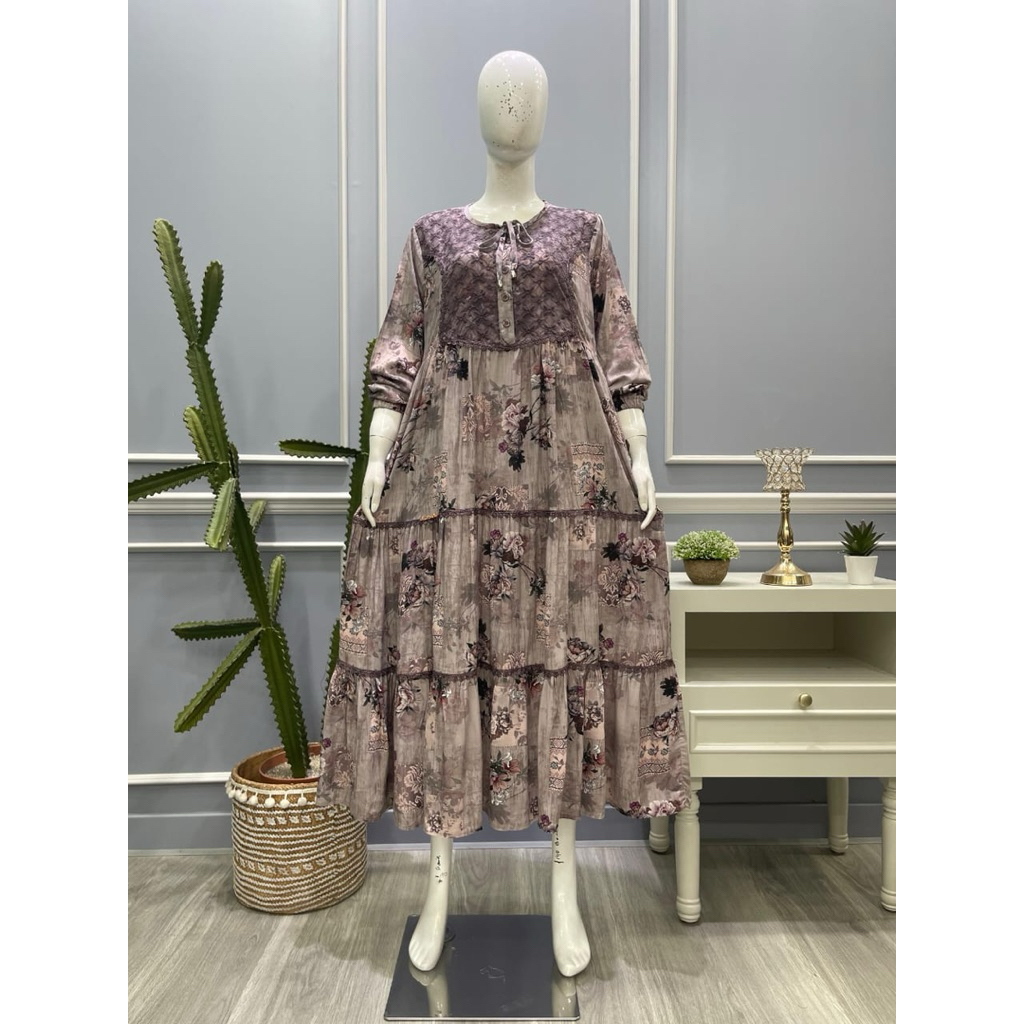 Midi dress salvina.ys ori motif bunga tile