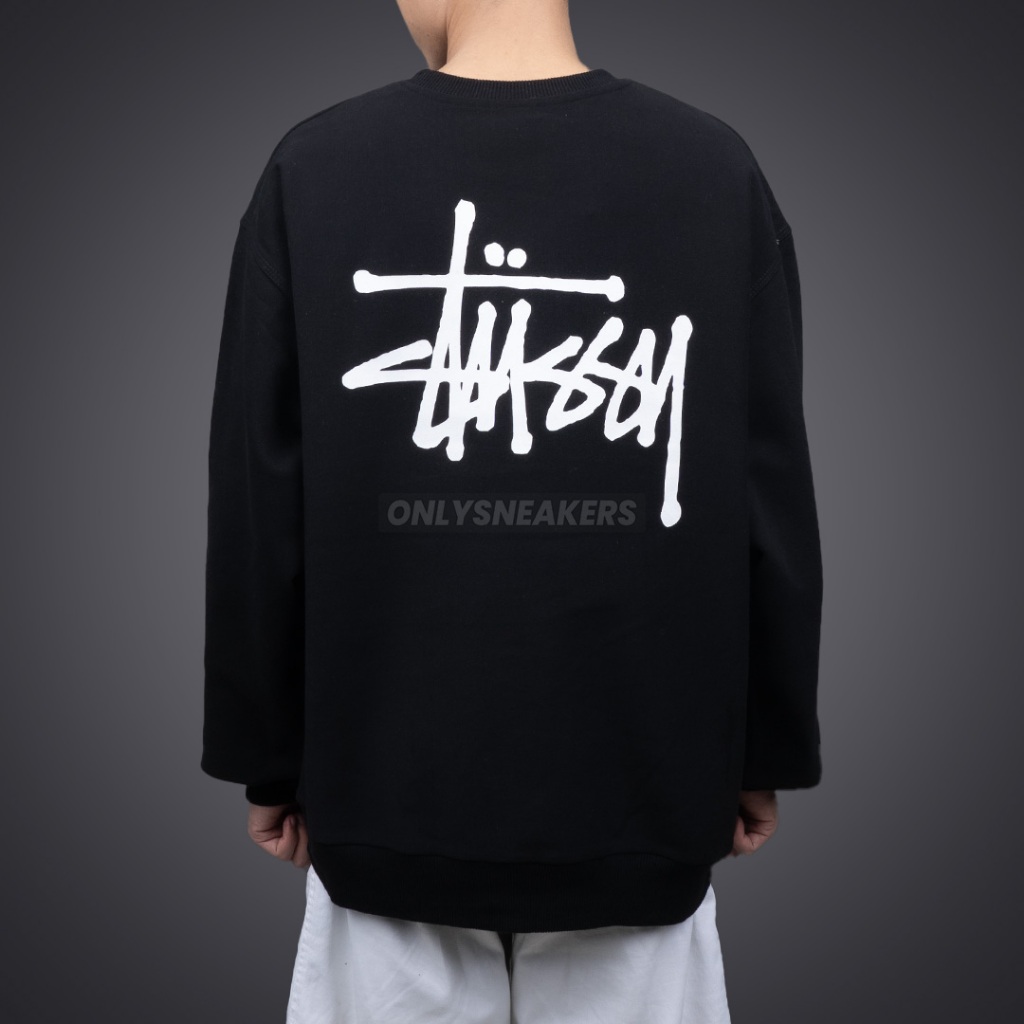 STUSSY BASIC STUSSY BLACK CREWNECK