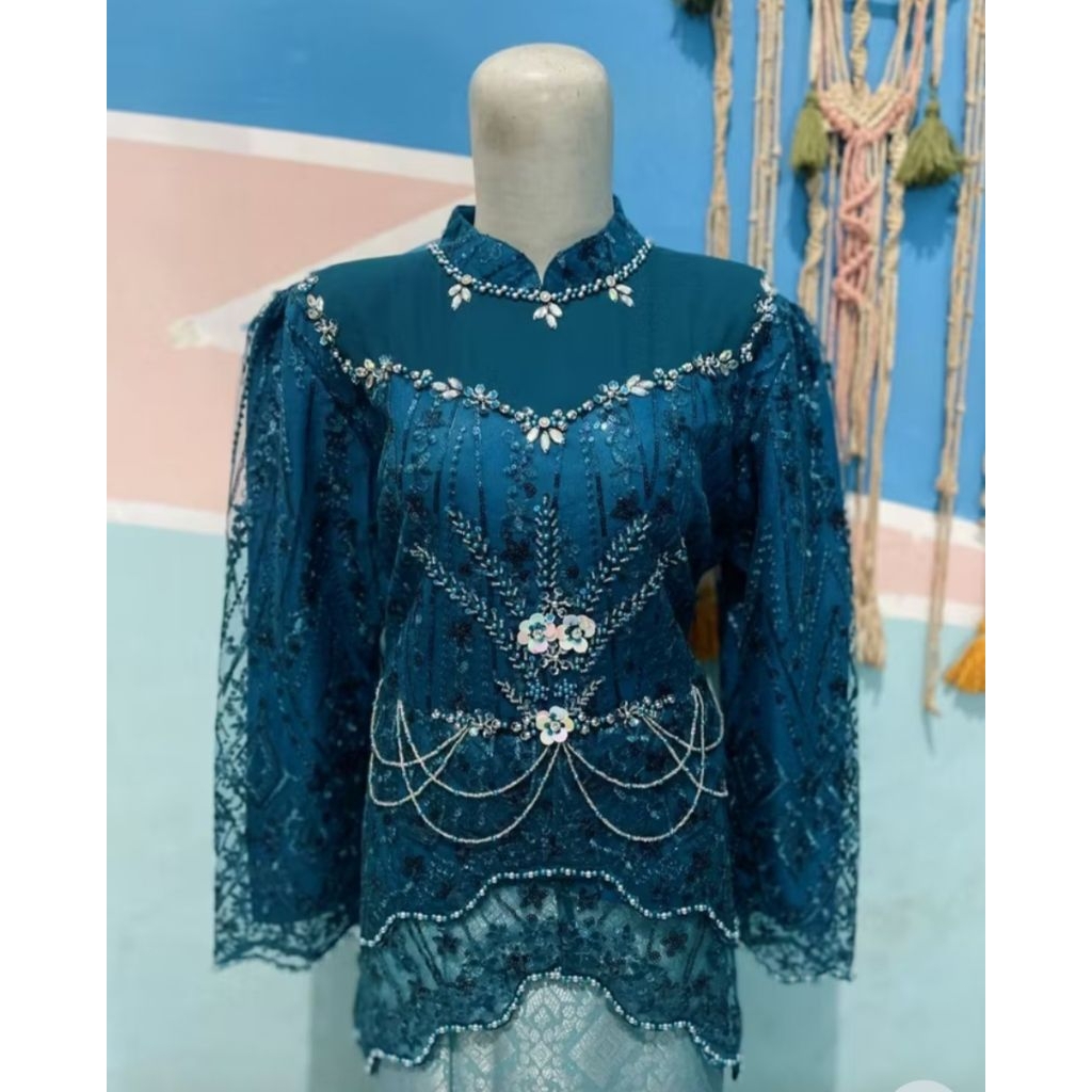 Kebaya Payet Emerald Blue
