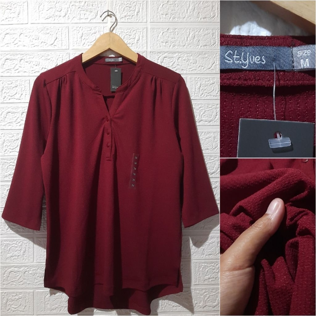 ST. YVES maroon blouse / atasan wanita merah maron / kemeja polos marun / baju kerja ngantor formal 