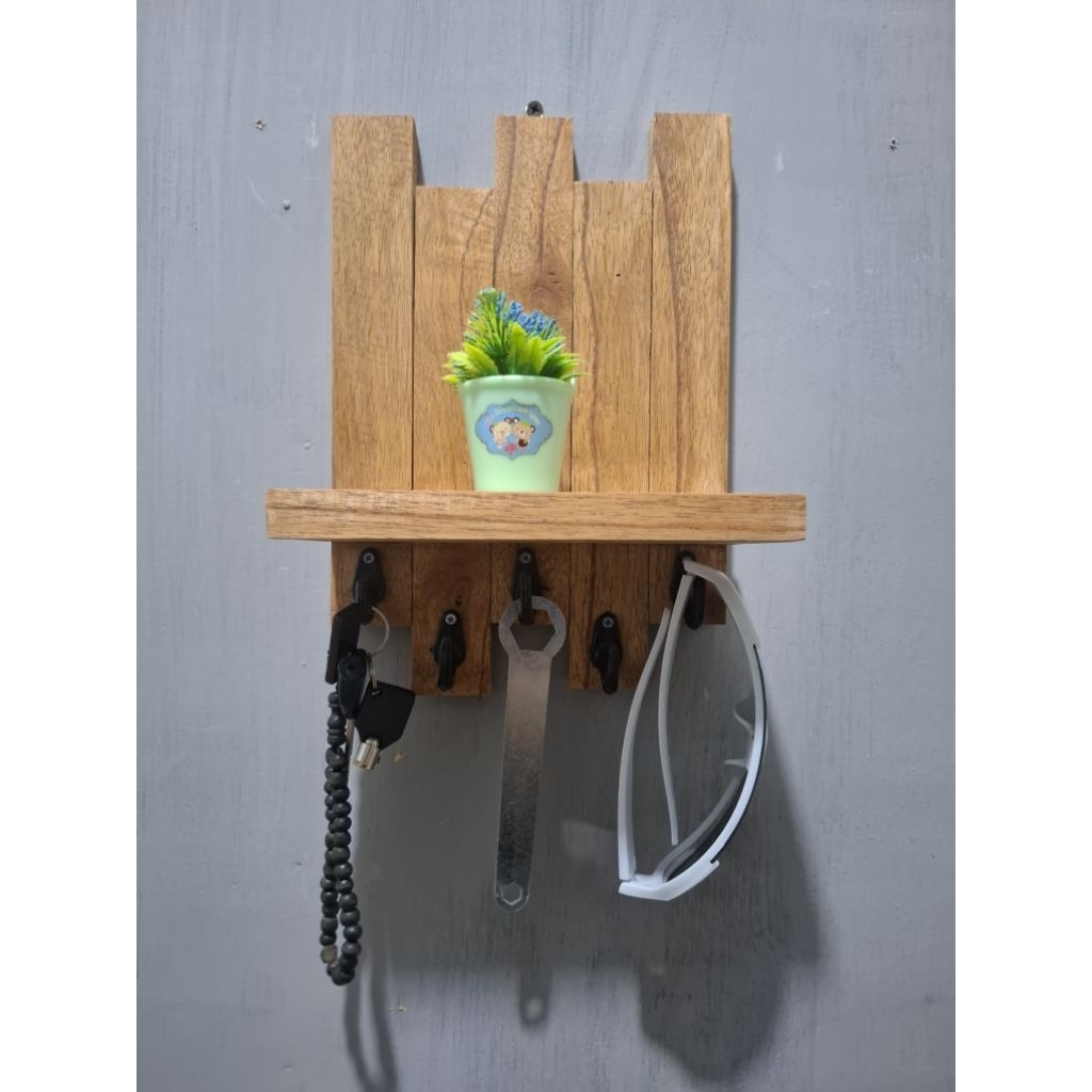 tempat hiasan dinding kayu mini hambalan + cantolan fungsional
