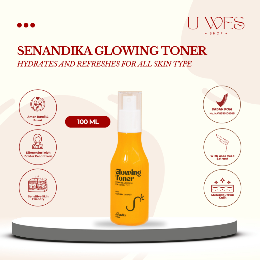 SENANDIKA Glowing Toner 100 ml Tocopherol Aloevera BPOM