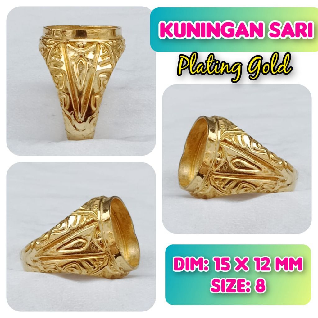 ring emban batu akik dan permata kuningan.10