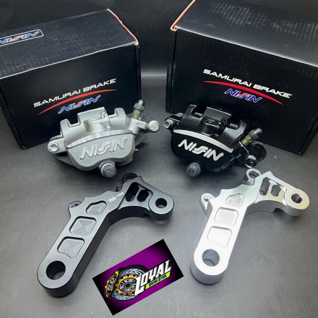 Kaliper Nissin Samurai 2P BELAKANG + Breket CNC Mufac Disc Piringan 220mm, Ninja R/SS