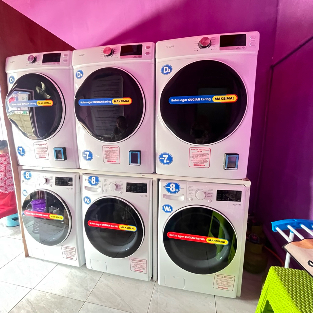 PAKET MESIN LAUNDRY SELF SERVICE KOIN /QRIS MESIN CUCI LG 15KG DRYER FOGGIA 16KG