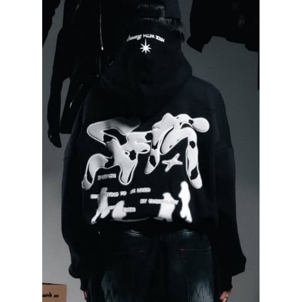 Preloved NEW SAFFATH - Painpul Ashes - Hoodie Zipper Boxy - Hitam Size L