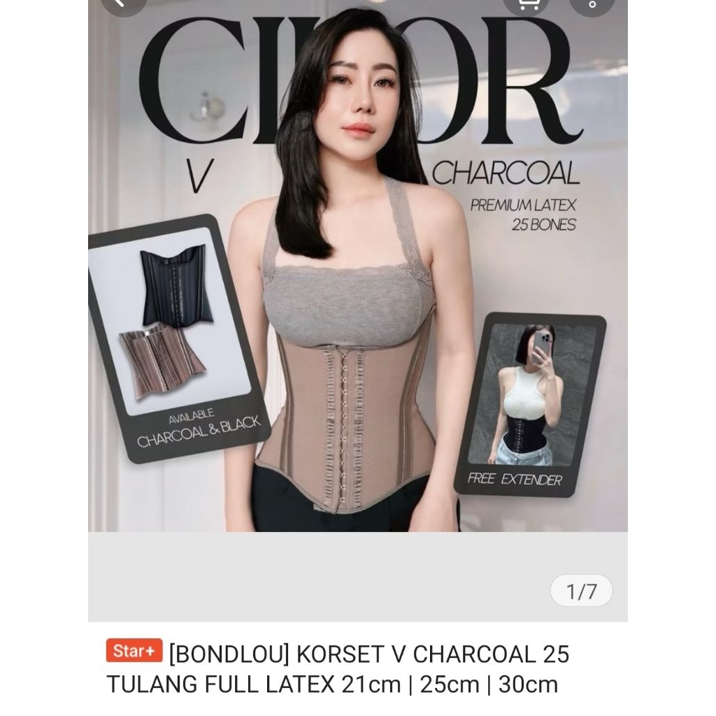 BONDLOU KORSET CIKOR V CHARCOAL SIZE 3XS 28CM MASIH BARU