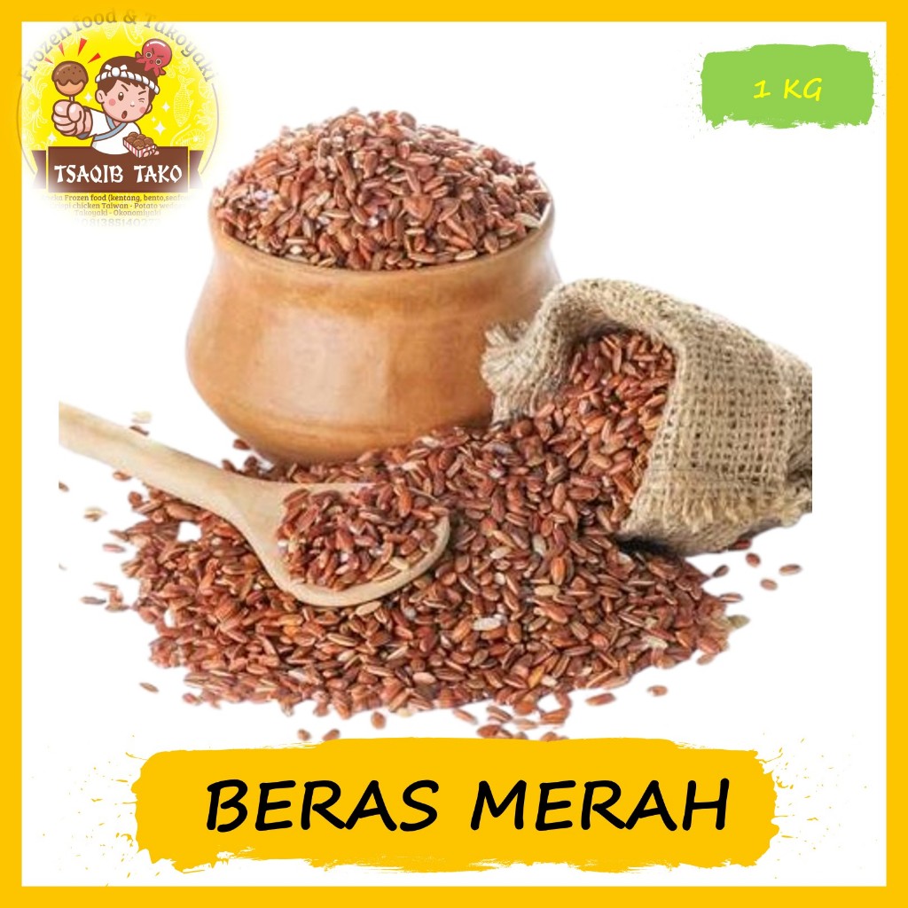 Beras Merah / Beras Diet / Beras Kesehatan 1 Kg Sosoh Organik untuk Diet, Diabetes, dan MPASI
