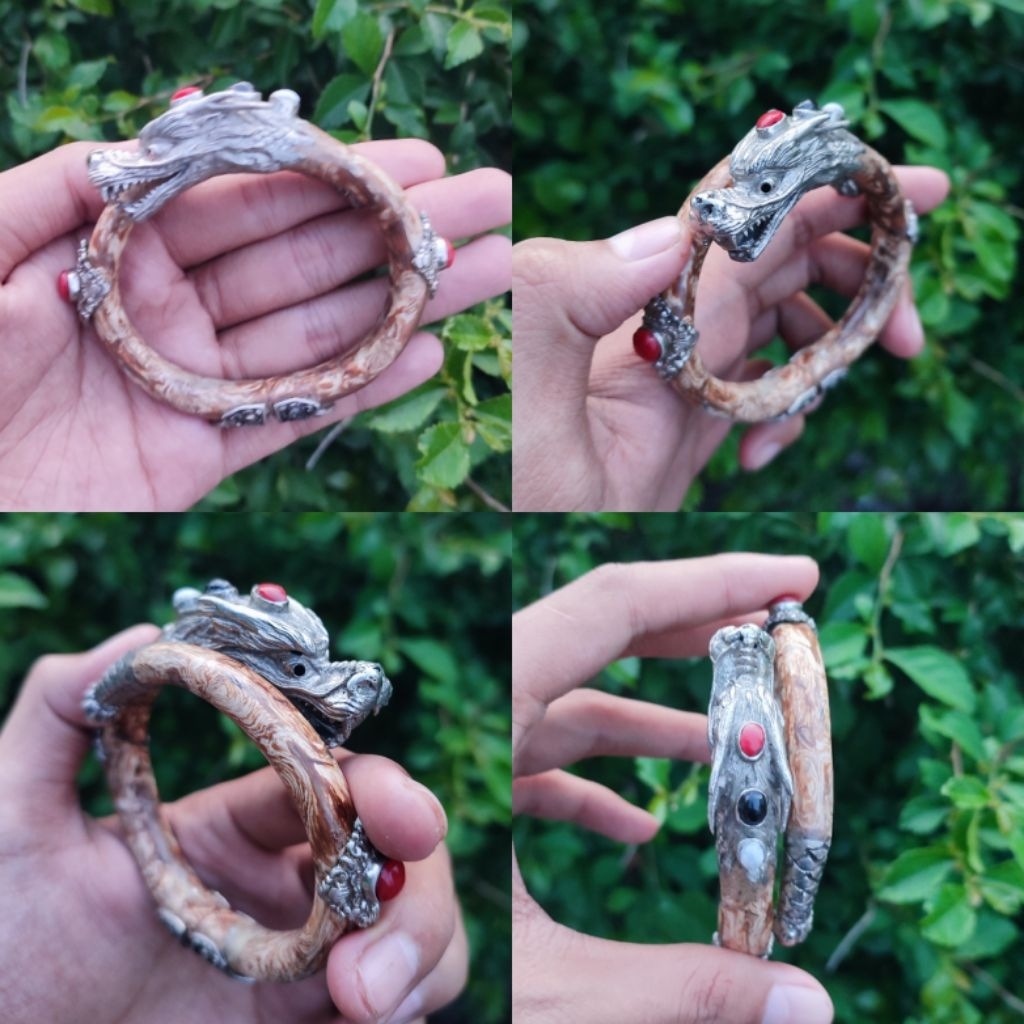 Gelang Akar Bahar Uli Gundi Variasi Alpaca Naga Original / Akar Bahar Asli