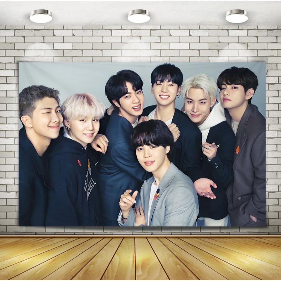 BTS Bangtan Sonyeon Dan Dukungan Hiasan Dinding Tapestry Dekorasi Kamar Tidur Wallpaper Latar Belaka