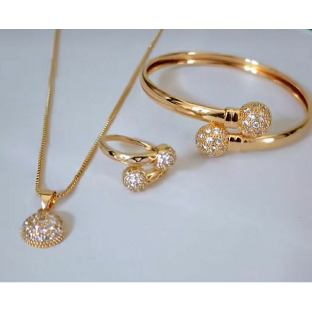 kalung set perhiasan rosgol titanium anti karat