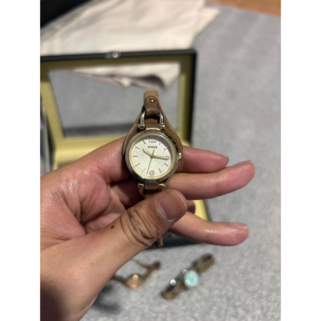 Preloved F0ssil ES3264 Georgia Mini Brown Leather Strap